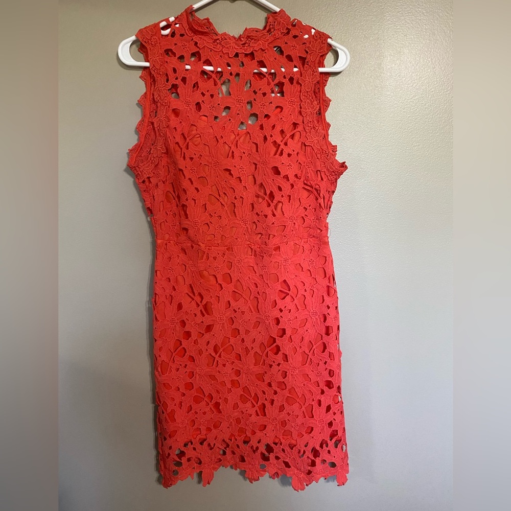Coral Pink Lace Dress by She+Sky Size Large NWT